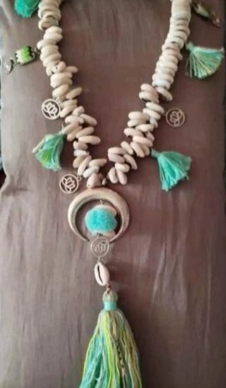 Collar Largo Étnico Boho Conchas Cauri