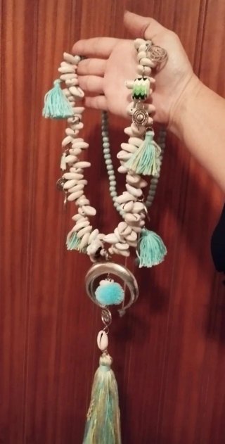 Collar Largo Étnico Boho Conchas Cauri