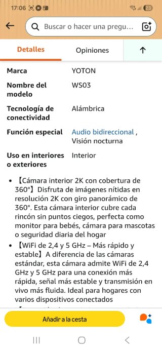 Cámara de vigilancia interior nueva precintada