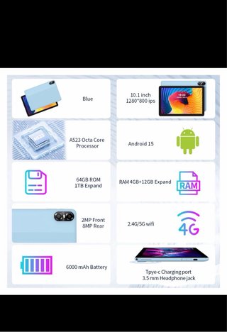 Tablet PRITOM Android16 10 16GB RAM+64GB ROM