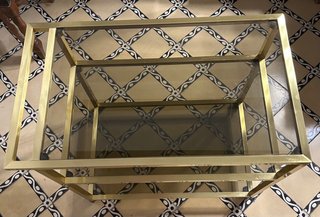 Carrito auxiliar cristal y metal dorado