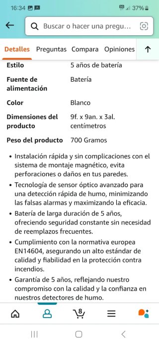 Pack 6 Detectores de Humo a Batería