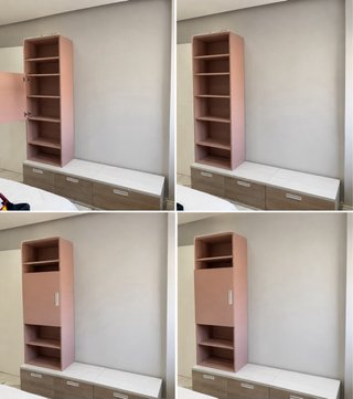 Mueble juvenil modular rosa y madera