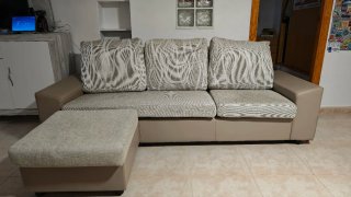 Sofá Chaise Longue 240cm Beige/Gris