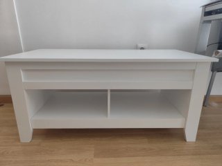 Mesa de salón elevable blanca