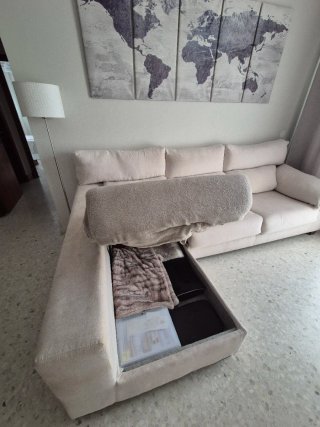 Sofá-cama chaiselong 3 plazas.