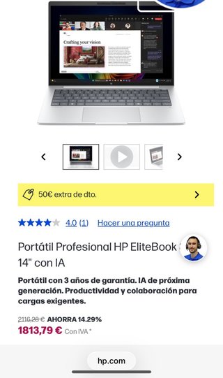HP EliteBook 8 Plata Profesional