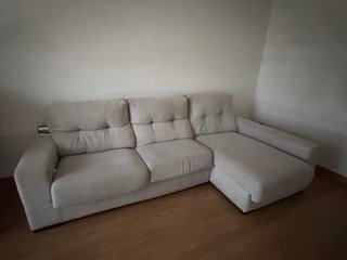 Sofá chaise longue gris tela