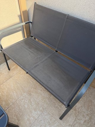 Conjunto terraza: 2 sillas, banco y mesa