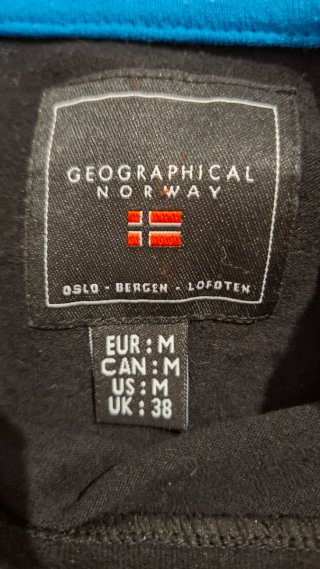 Camiseta Geographical Norway Negra Manga Corta