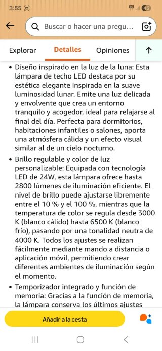 Lámpara de techo Luna nueva precintada