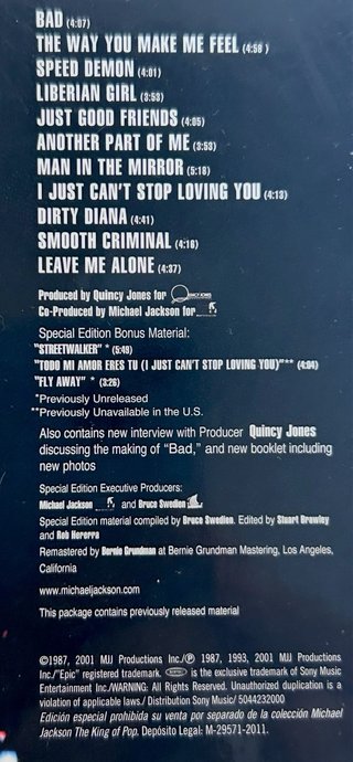 NUEVO CD BAD +LIBRO LEGEND MICHAEL JACKSON,SIN USO