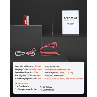VEVOR Digital Multimeter, 4000-Count TRMS DC/AC Vo