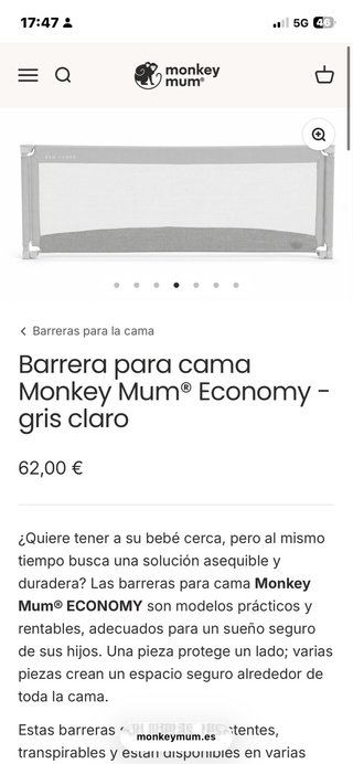 Barrera de Cama para Bebé Gris 190cmx45cm