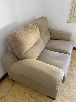 REGALO Sofá de tela beige 2 plazas