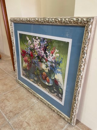 Cuadro de flores pintado al óleo