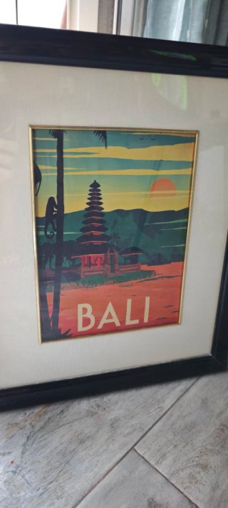 Cuadro Bali con Marco Negro y Dorado