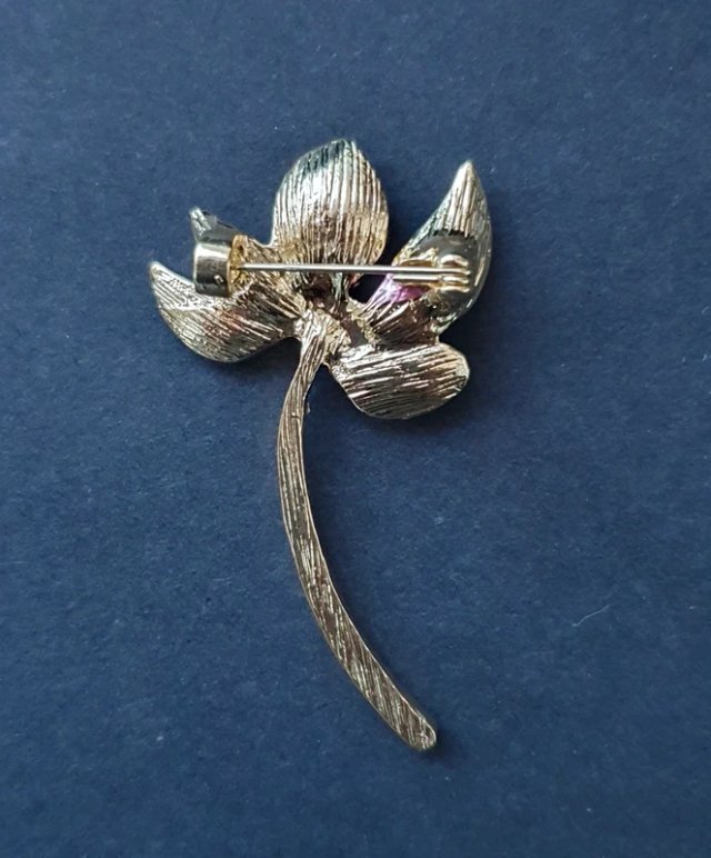 Broche Orquídea Rosa y Dorada