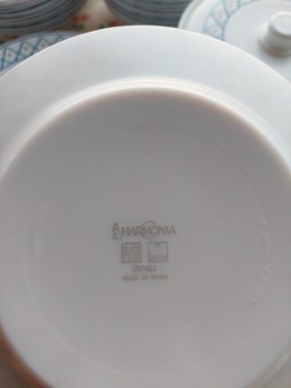 Set de vajilla y café azul y blanco