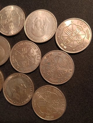 Lote (n°3) monedas 100 pesetas plata 1966