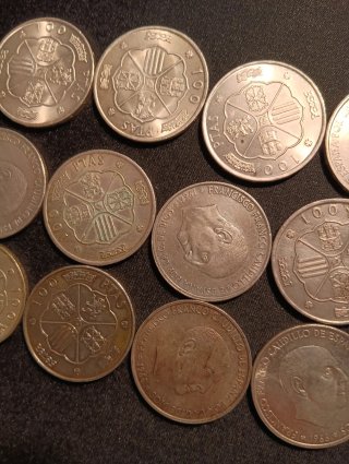 Lote (n°3) monedas 100 pesetas plata 1966