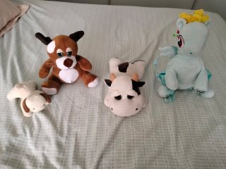 Lote Peluches Unicornio, Vaca y Perros