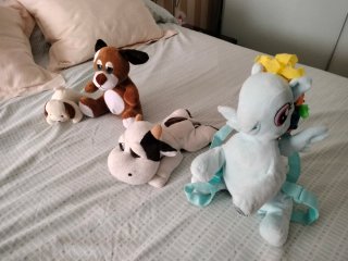 Lote Peluches Unicornio, Vaca y Perros
