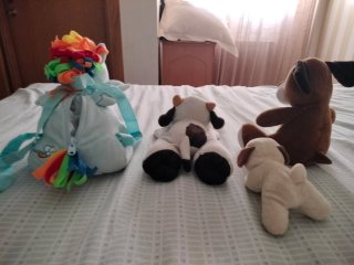 Lote Peluches Unicornio, Vaca y Perros