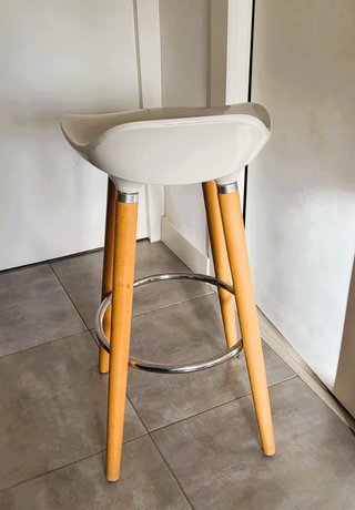 Silla Alta Madera Metal Plástico