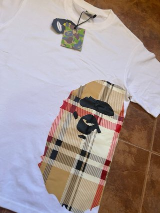 Camiseta Bape x Burberry Ape Head Blanca Talla S