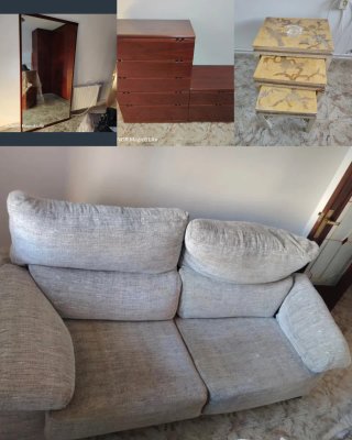 espejo, sofa,comoda, taburetes  Medidas foto