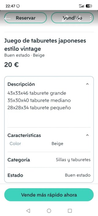 espejo, sofa,comoda, taburetes  Medidas foto