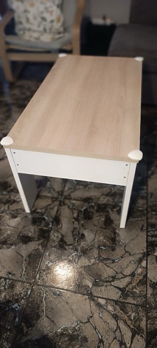 Mesa de centro auxiliar madera y blanco