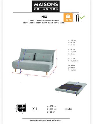 Sofá cama de 2 plazas verde agua maisons du monde