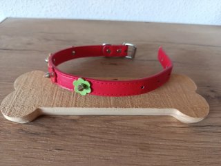 Collar rojo con flores