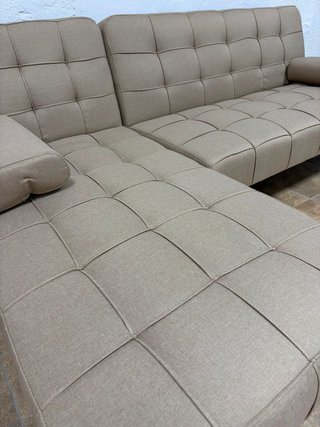 SOFÁ CAMA CHAISELONGUE REVERSIBLE BEIGE 198cm