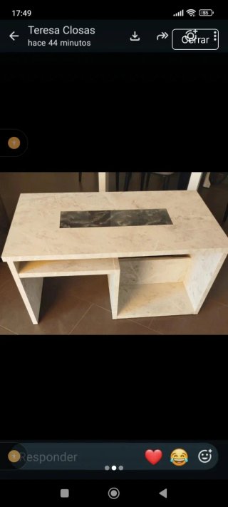 Mesa auxiliar blanco imitación mármol