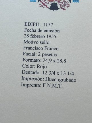 Sello Postal España 1955 Franco 2 Pesetas