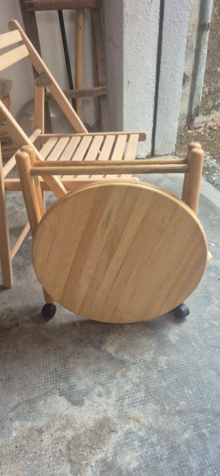 Set Tavolo + 3 Sedie Pieghevoli Legno