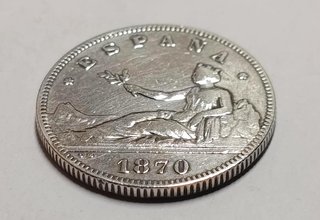 Moneda 2 Pesetas Plata 1870*75 DEM. España MBC