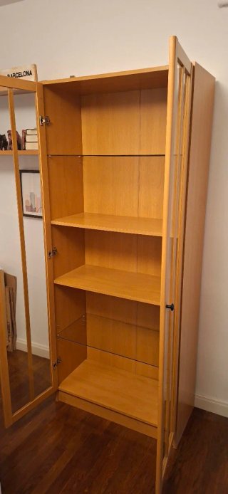 Vitrina/Librería Madera Puertas Cristal