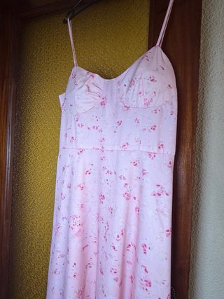 Vestido largo rosa floral