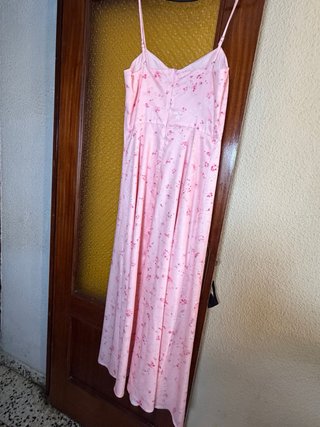 Vestido largo rosa floral