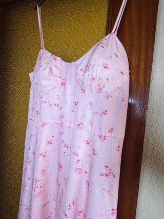 Vestido largo rosa floral