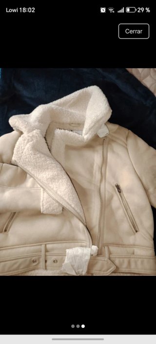 Cazadora Biker Mujer Beige/Blanca