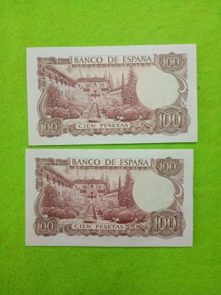 Pareja Billetes 100 Pesetas España 1970 (2 unidade