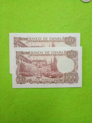 Pareja Billetes 100 Pesetas España 1970 (2 unidade