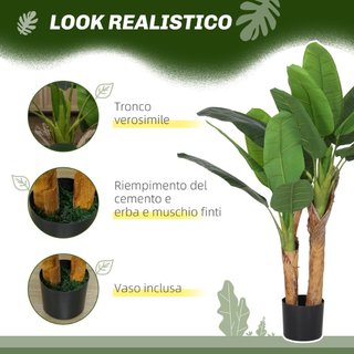 Pianta Artificiale di Banano Alta 120 cm con Vaso