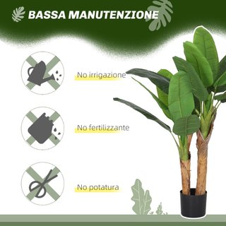 Pianta Artificiale di Banano Alta 120 cm con Vaso