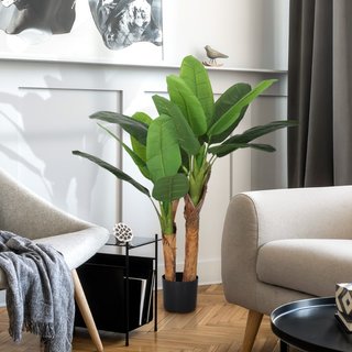 Pianta Artificiale di Banano Alta 120 cm con Vaso